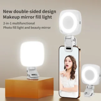 Luz LED portátil para Selfie con cámara de teléfono móvil, rotación de 360 grados, luz de relleno para fotografía, Clip para transmisión en vivo y reuniones