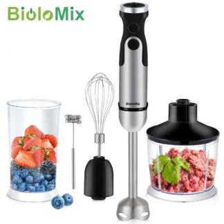 BioloMix 1200W 5 en 1 batidora de mano de inmersión batidora picadora de carne vegetal batidora picadora de 800ml taza de batido de 600ml