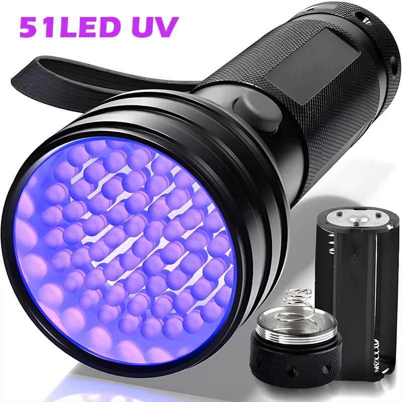Linterna UV portátil LED 9/12/21/51, luz negra, antorcha ultravioleta, Detector de luz negra para orina de perro, manchas de mascotas y insectos de cama