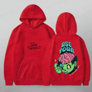 Sudadera con capucha de algodón de otoño e invierno para hombre con eslogan "use tu cerebro si tienes uno" y diseño divertido de monstruo para ropa de moda
