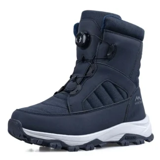 Botas de nieve para Hombre, Botas de invierno de terciopelo grueso, diseño de hebilla giratoria, Botas a media pantorrilla, zapatos cálidos de algodón de felpa para Hombre, Botas para Hombre