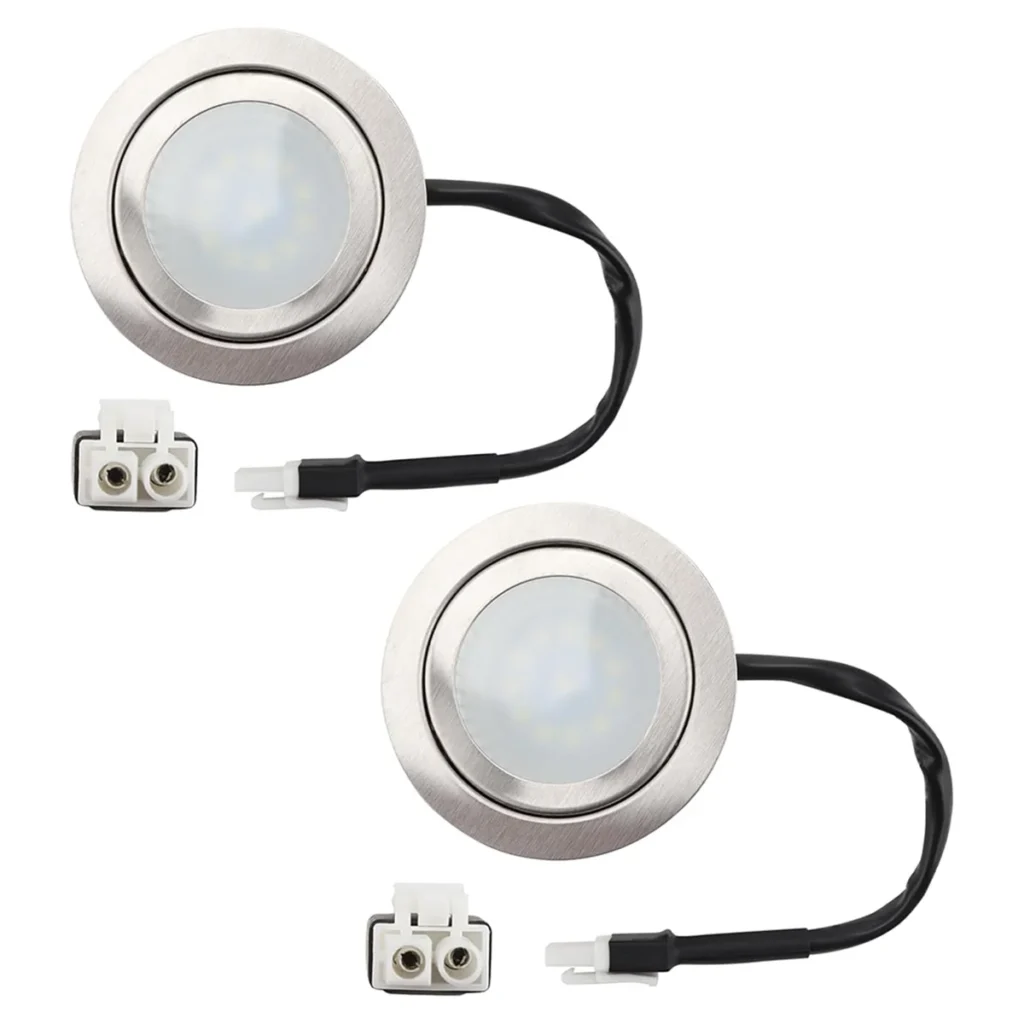 Luces de campana extractora de 12V CC y 1,5 W con enchufe EL macho, luz LED empotrable para estufa de armario con 2 orificios, bombilla de cocina