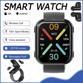Nuevo auriculares TWS 2 en 1 reloj inteligente 2025 inalámbrico Bluetooth auriculares duales llamada Monitor de salud del sueño rastreador GPS reloj inteligente deportivo