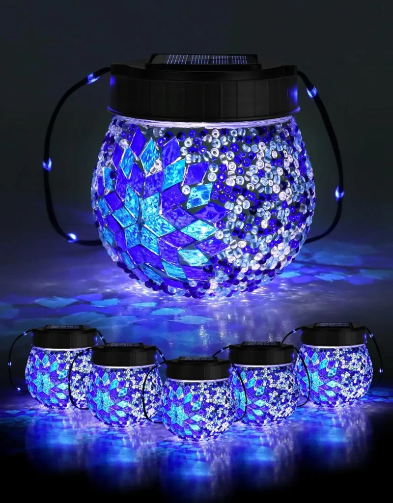 Paquete de 6 linternas solares colgantes, luces exteriores impermeables para jardín, patio y decoración navideña
