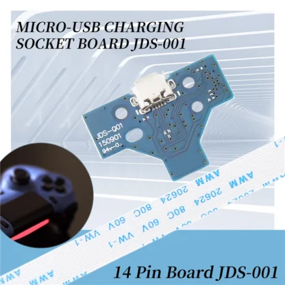 2 juegos para Playstation 4 para piezas de repuesto del controlador PS4 con Cable de 14 pines puerto de carga USB JDS-001-ABFT