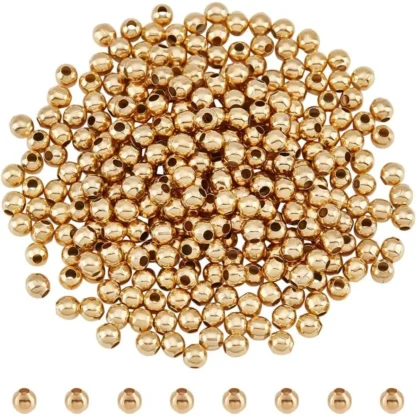 300 Uds 304 cuentas de acero inoxidable 4mm cuentas redondas doradas lisas sueltas para DIY pulsera collar pendiente kit de fabricación de joyería