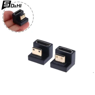 Adaptador Compatible con HDMI, convertidor Mini HD macho a HDMI en forma de U, ángulo de 360 grados