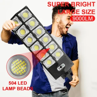 Lámpara Solar LED de 9000 lúmenes para exteriores, lámpara potente con Sensor, resistente al agua, con Control remoto, lámpara de calle para patio de pared