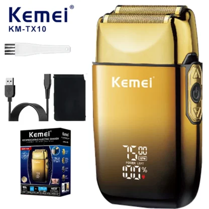 Afeitadora eléctrica Kemei TX10, maquinilla de afeitar recargable para Barba, afeitadora de cabeza calva para hombres, máquina
