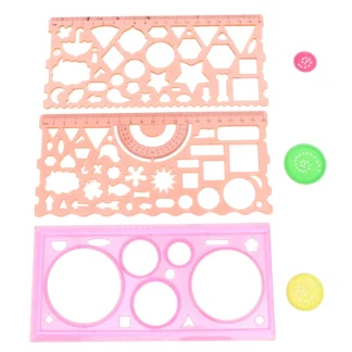 Regla de plantilla de dibujo, juego de papelería geométrica creativa, fácil de usar, regalo inteligente para estudiantes al azar, 3 uds.