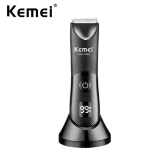 Kemei-cortadora de pelo eléctrica para hombre máquina de afeitar de higiene masculina recargable con hoja de cerámica resistente al agua