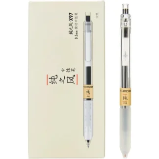 Bolígrafos de tinta de gel retráctiles X97, punta fina de 0,5 mm, color negro, paquete de 12