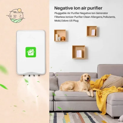 Purificador de aire enchufable A32Z, generador negativo, ionizador sin filtro, purificador de alérgenos limpios, contaminantes, moho, olores