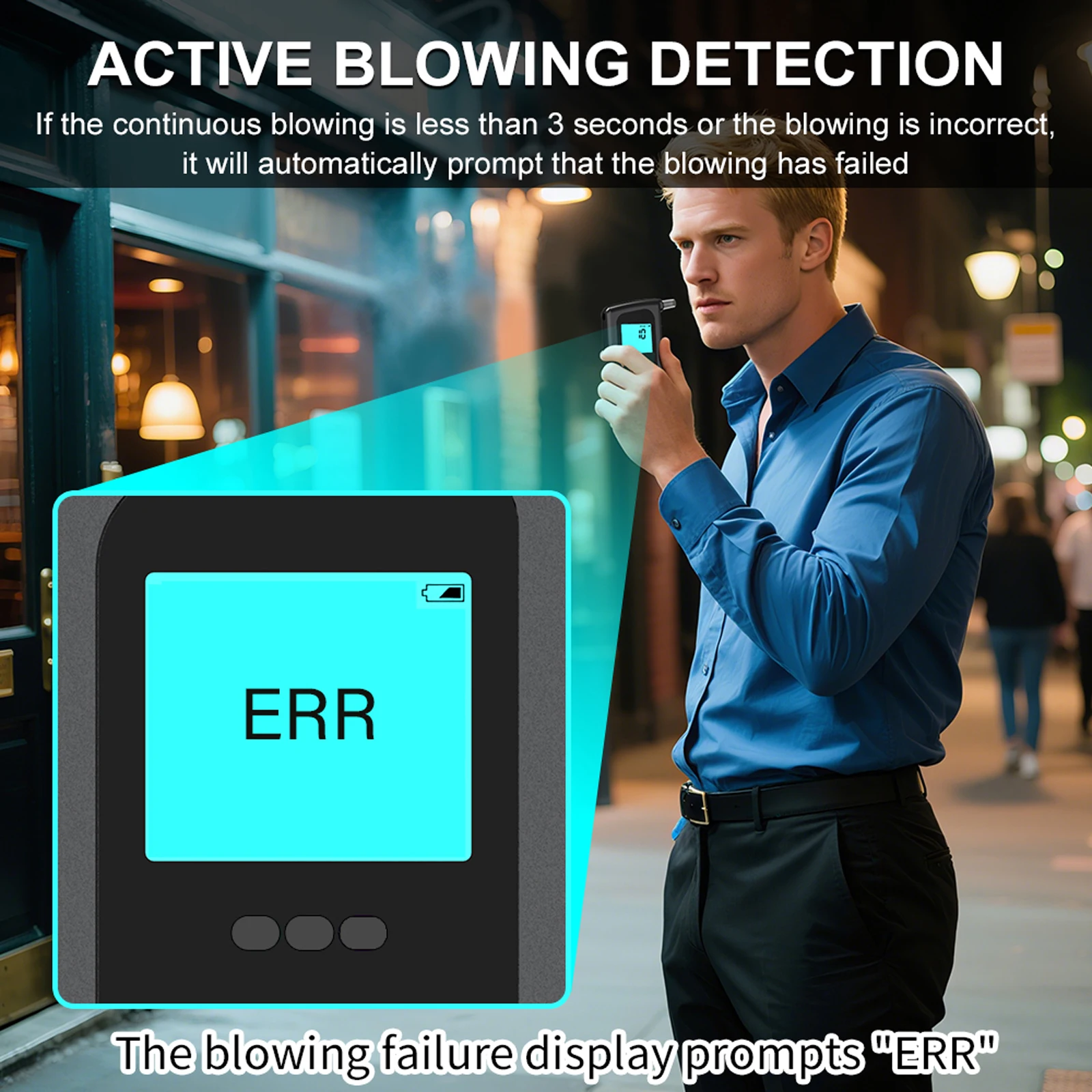 Probador de alcohol en el aliento portátil con pantalla digital LED Detector de alcohol Alcotester para uso personal y profesional