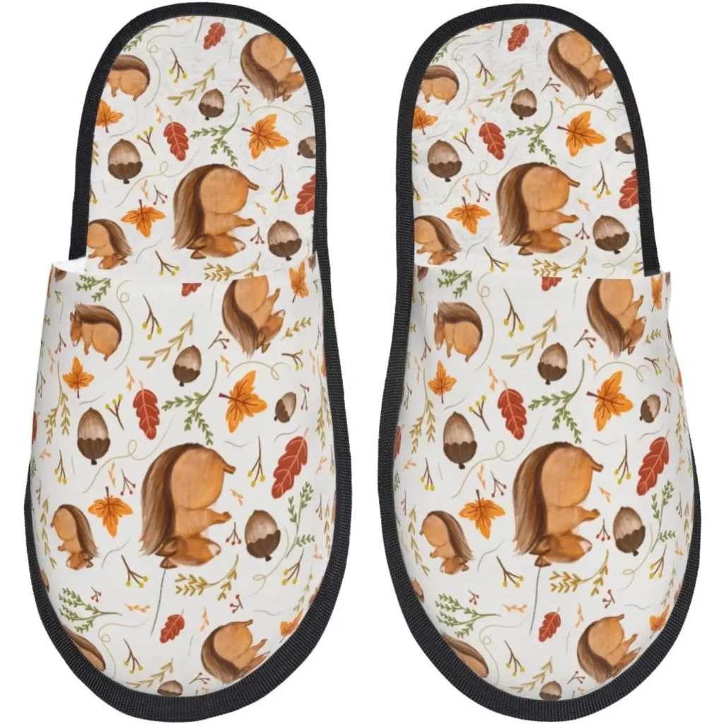 Zapatillas con estampado de ardilla para mujer, zapatos peludos para el hogar, zapatos para mantener los hombres y las parejas, zapatillas de casa de felpa cálidas para interiores y exteriores