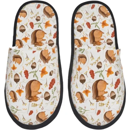 Zapatillas con estampado de ardilla para mujer, zapatos peludos para el hogar, zapatos para mantener los hombres y las parejas, zapatillas de casa de felpa cálidas para interiores y exteriores