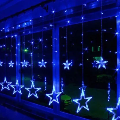 AC220V UE romántico 2,5 M LED luz navideña Hada LED cortina estrella cadena luces para vacaciones boda guirnalda decoración de fiesta