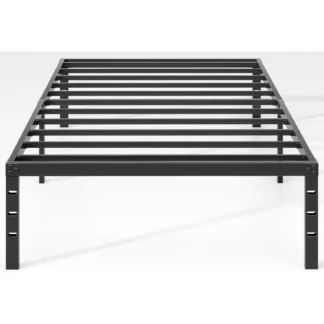 Estructura de cama doble de metal con almacenamiento, soporte para colchón resistente, fácil montaje, no requiere somier