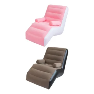 Sillón inflable duradero de PVC suave en forma de S con reposabrazos, sofá plegable para cama, ocio, dormir, almuerzo, jardín