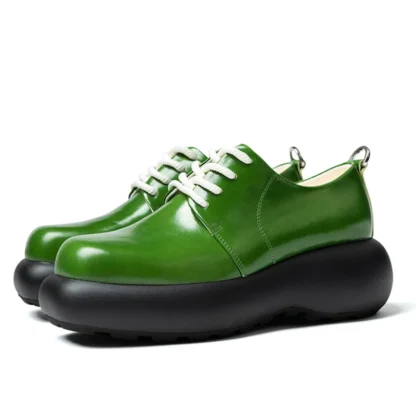Zapatos Derby informales con diseño esférico para hombre, calzado de piel auténtica, cómodo, suela gruesa de 6cm, aumento de altura