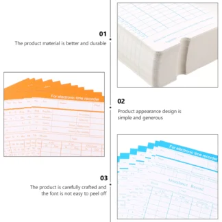 1 Juego de tarjetas de tiempo de papel, diseño Simple, formato mensual, tarjeta de tiempo de asistencia, tarjetas de reloj de fábrica de oficina para empresa