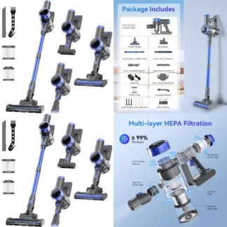 Aspiradora inalámbrica: potente succión ligera 10 en 1, batería de 45 minutos, pantalla LED, depilación de mascotas para el hogar y el coche
