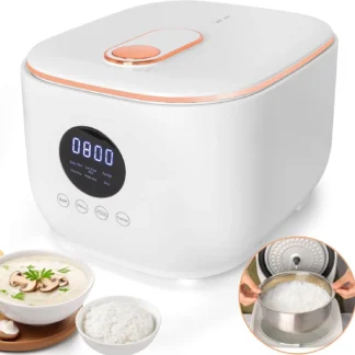Olla arrocera baja en azúcar, olla arrocera pequeña de bajo carburgo de 3L con cesta vaporera de acero inoxidable, retardo 24H, 8H, mantiene el calor, 5 funciones de cocina