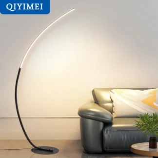 Lámparas de pie de luz de esquina LED nórdicas, luces de suelo regulables remotas con aplicación C, color blanco y negro, soporte para decoración para comedor y sala de estar