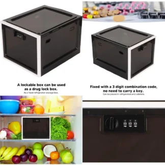 Caja de almacenamiento de medicamentos segura con cerradura de combinación de 3 dígitos para uso doméstico, dormitorio y oficina: opciones en blanco y negro