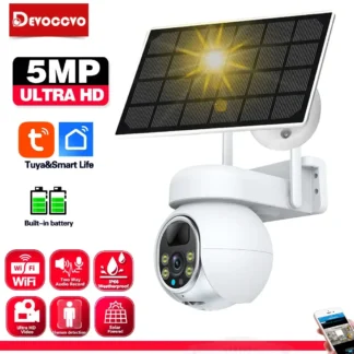 Cámara de videovigilancia CCTV Solar Wifi de 5MP para exteriores, impermeable, detección PIR, cámara de seguridad PTZ inalámbrica, visión nocturna en Color
