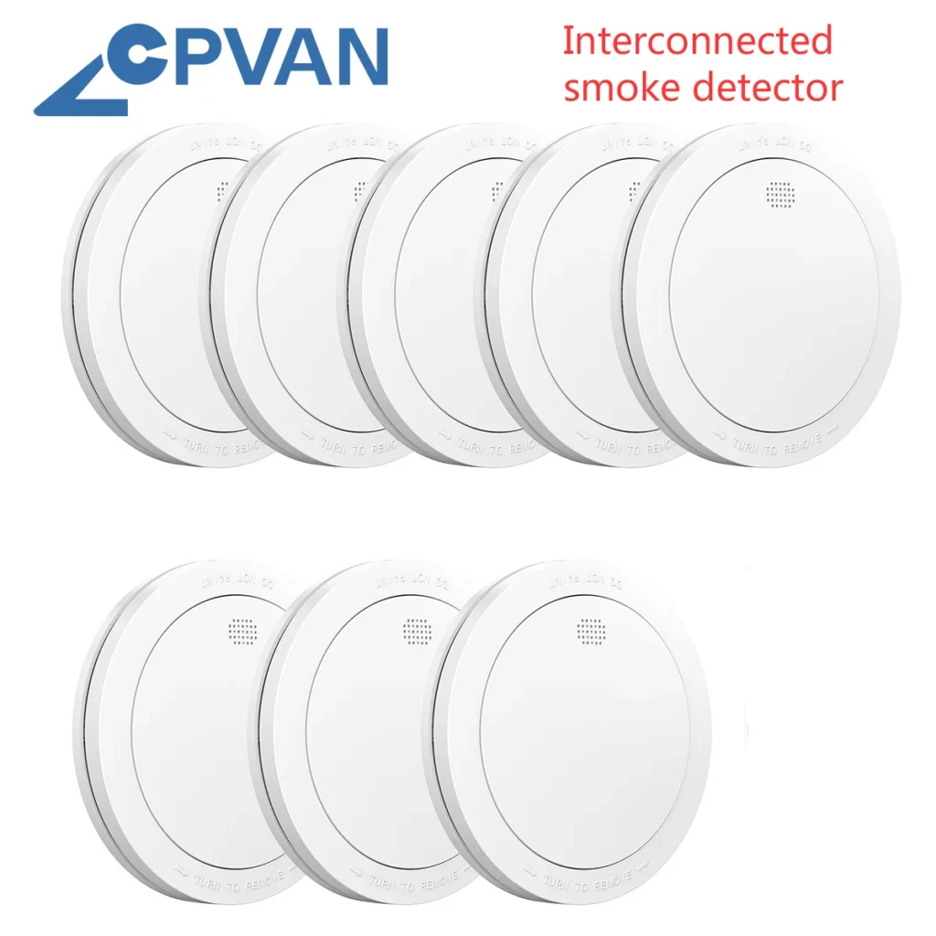 CPVAN-Detector de humo con interconexión, equipo de protección de seguridad para el hogar, alarma de incendio, Sensor de humo inalámbrico con Control remoto, 433MHZ