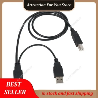 Venta caliente doble USB 2,0 macho a estándar B macho Y Cable 80Cm para impresora, escáner y unidad de disco duro externo