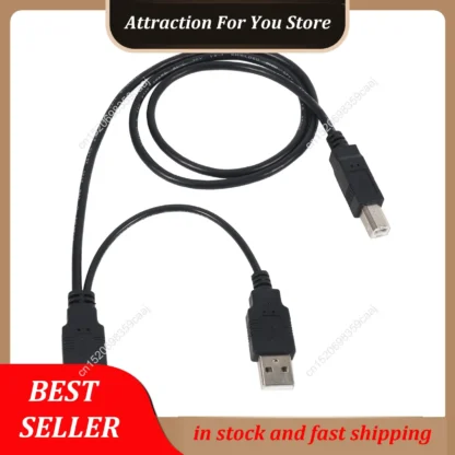 Venta caliente doble USB 2,0 macho a estándar B macho Y Cable 80Cm para impresora, escáner y unidad de disco duro externo