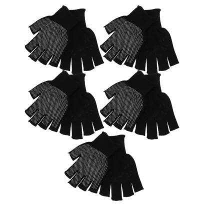 5 pares de guantes cálidos de invierno medio dedo antideslizantes transpirables para hombres mujeres trabajo interior al aire libre tareas de bicicleta de conducción