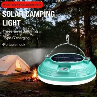 Luz colgante de carga solar 2 en 1, diseño portátil, adecuada para tienda de campaña, función de senderismo