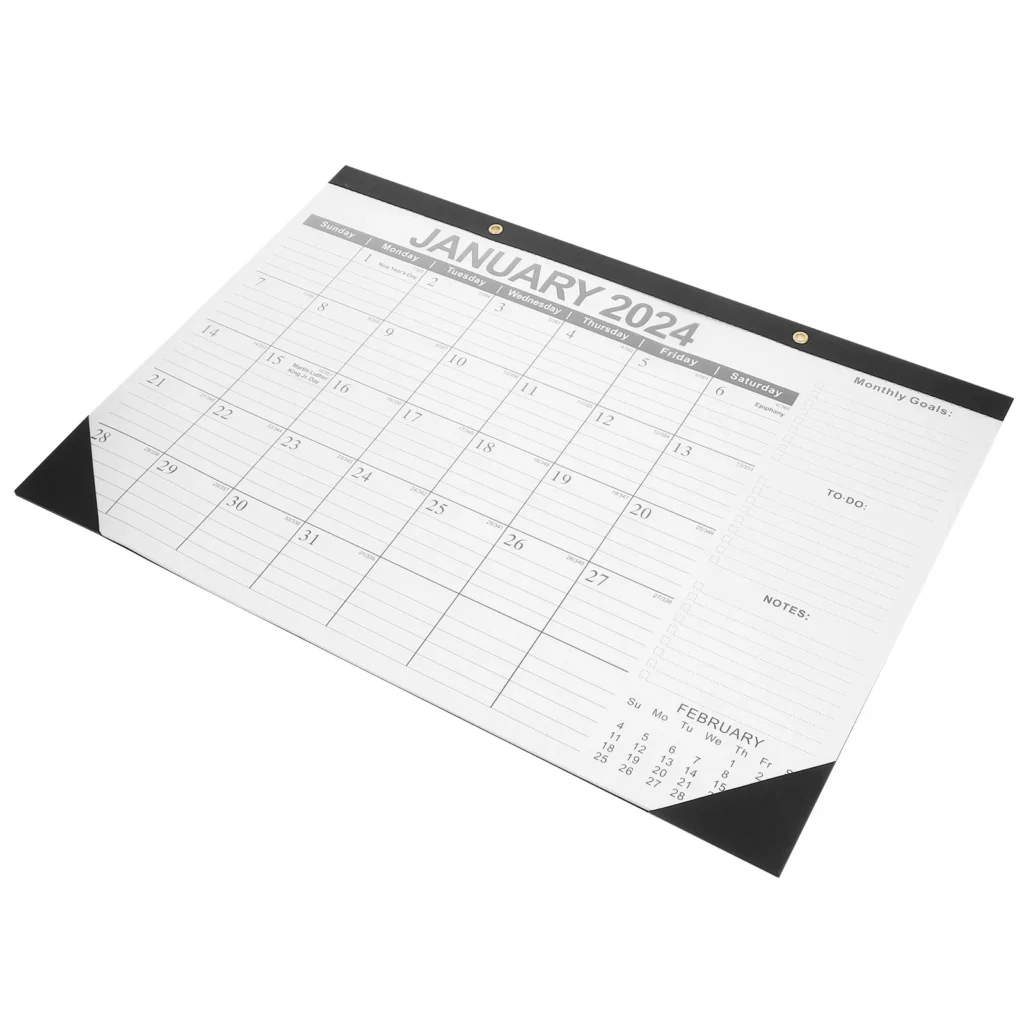 Calendario de pared inglés 2024-2025 colgante mensual con áreas de notas diseño simple para decoración de hogar y oficina organizador diario funcional