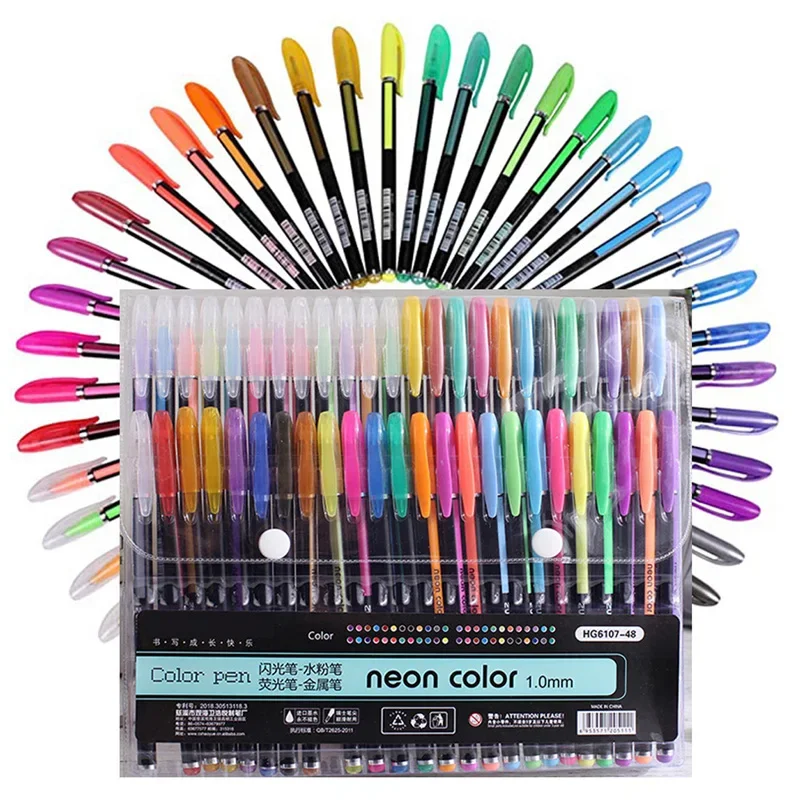 Resaltador metálico con purpurina, bolígrafos de Gel y recambios de bolígrafos para la escuela, oficina, libro para colorear para adultos, diarios, marcadores artísticos de dibujo