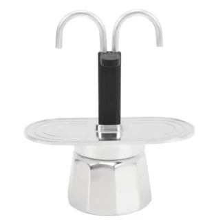 Cafetera A97G de 2 tazas, mini cafetera de 100 ml, cafetera exprés con doble estufa de aluminio para uso en el hogar, cafetería y oficina