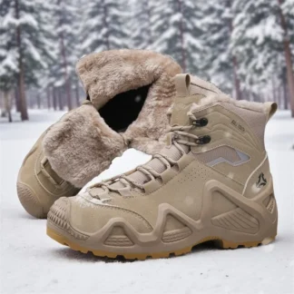 Botas tácticas de piel cálida para hombre con correas para entrenamiento de combate correas impermeables zapatos de senderismo al aire libre motocicleta multifuncional