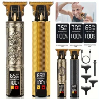 Kit profesional de cortapelos y recortadores de pelo vintage, juego de corte y aseo inalámbrico recargable para hombres, recortador de barba con