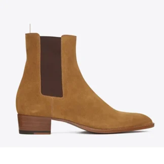 Botas De cuero genuino marrón para Hombre, botas Chelsea hechas a mano, Zapatos De Otoño Invierno, botines De gamuza cómodos informales, Zapatos De Hombre
