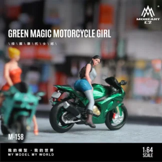 MoreArt 1:64 Figura de acción de motocicleta verde Modelo de resina, decoración de escena en miniatura Regalo y exhibición