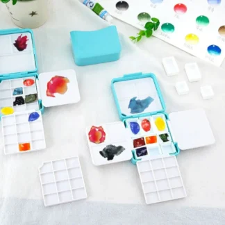 Mini caja de pintura portátil, diseño de subpaquete, paleta de 12/24 rejillas extraíbles, paleta de pintura de acuarela vacía compacta