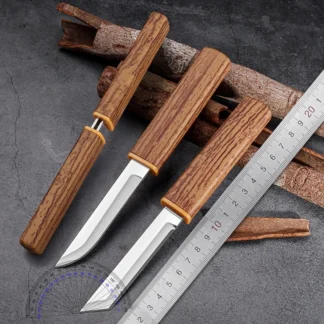 Cuchillo doble de acero inoxidable de alta calidad, cuchillo doble portátil con dragón de fruta y Fénix