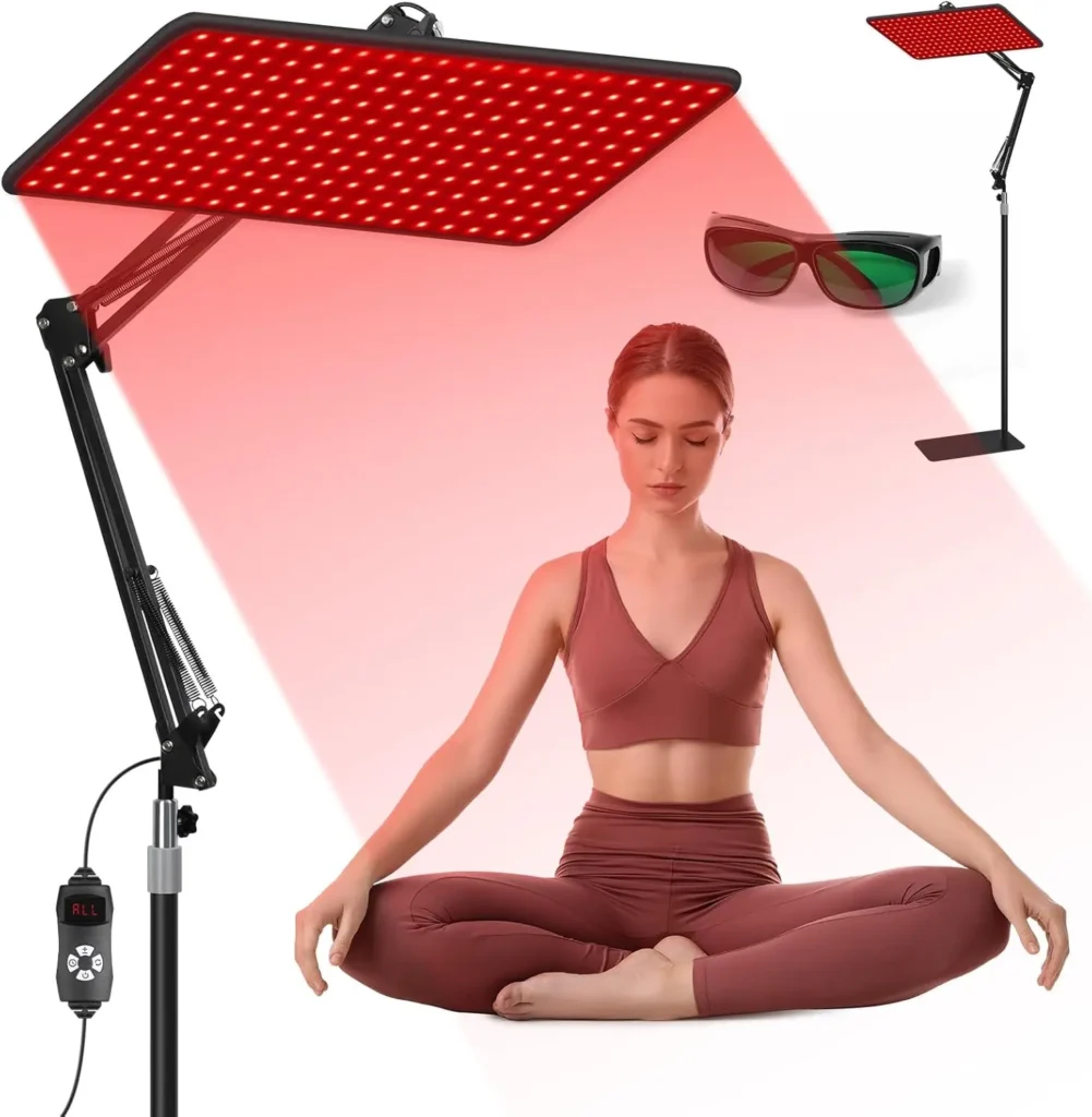 Dispositivo de terapia de luz roja para rostro y cuerpo con longitudes de onda de 660 nm, 850 nm, 940 nm, panel grande y soporte para uso doméstico