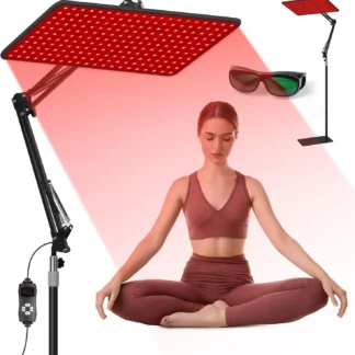 Dispositivo de terapia de luz roja para rostro y cuerpo con longitudes de onda de 660 nm, 850 nm, 940 nm, panel grande y soporte para uso doméstico