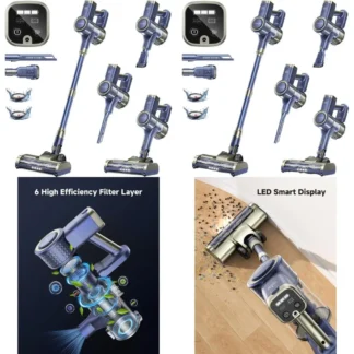 Potente aspiradora inalámbrica 6 en 1, succión de 46KPA, batería desmontable, filtración de 6 etapas, Ideal para el hogar, depilación de mascotas