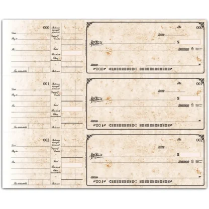 ABC Controles de tamaño compacto de 3 en una página con vouchers de lágrima lateral Antiguo 500