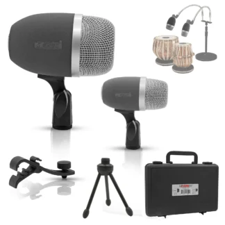 Juego de micrófono de instrumento indio Tabla Mic para micrófono Mridangam unidireccional Bayan y Dayan Dholak para grabar escenario en vivo