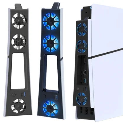 Ventilador de refrigeración para consola PS5 Slim con velocidad ajustable, ventilador enfriador silencioso con puerto USB 3,0 con luces LED para Playstation 5 Slim